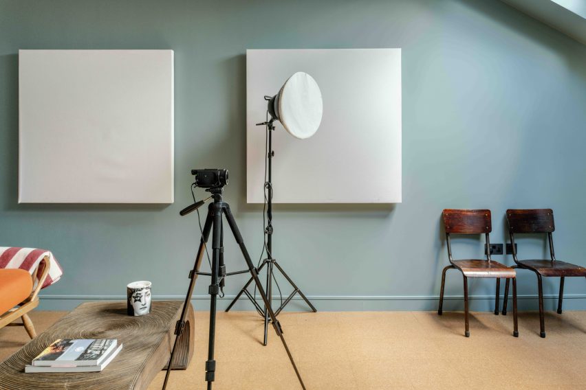 Casting studio with blue wall