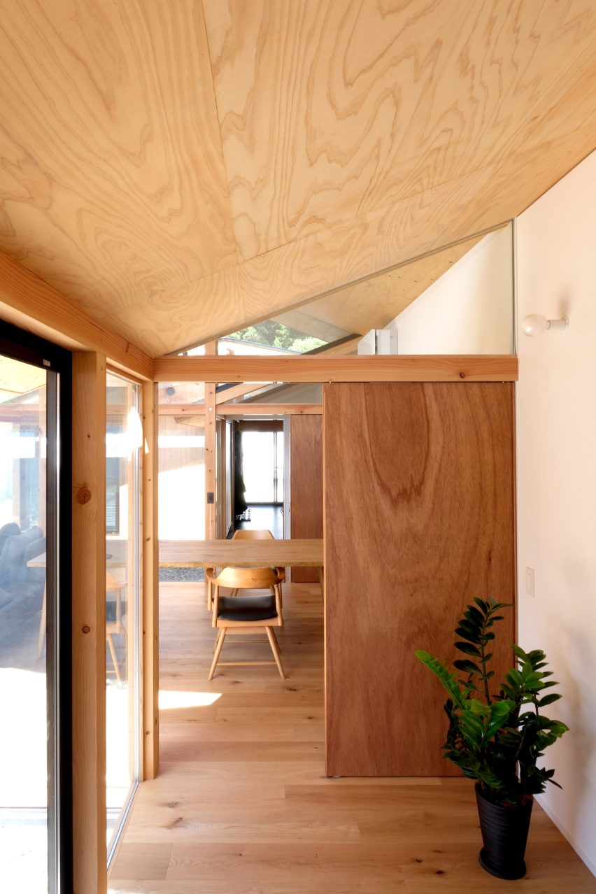Plywood and timber interior of a home in Japan
