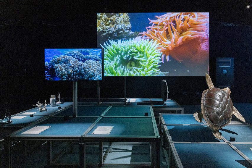 Screens at climate exhibition