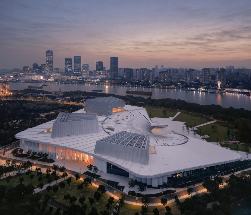 Aerial view of opera house in China