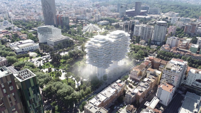 BIG's design for Tirana Fountain Tower in Albania