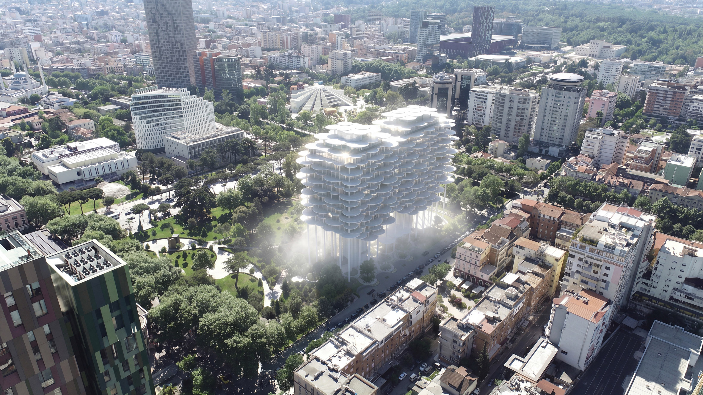 BIG's design for Tirana Fountain Tower in Albania
