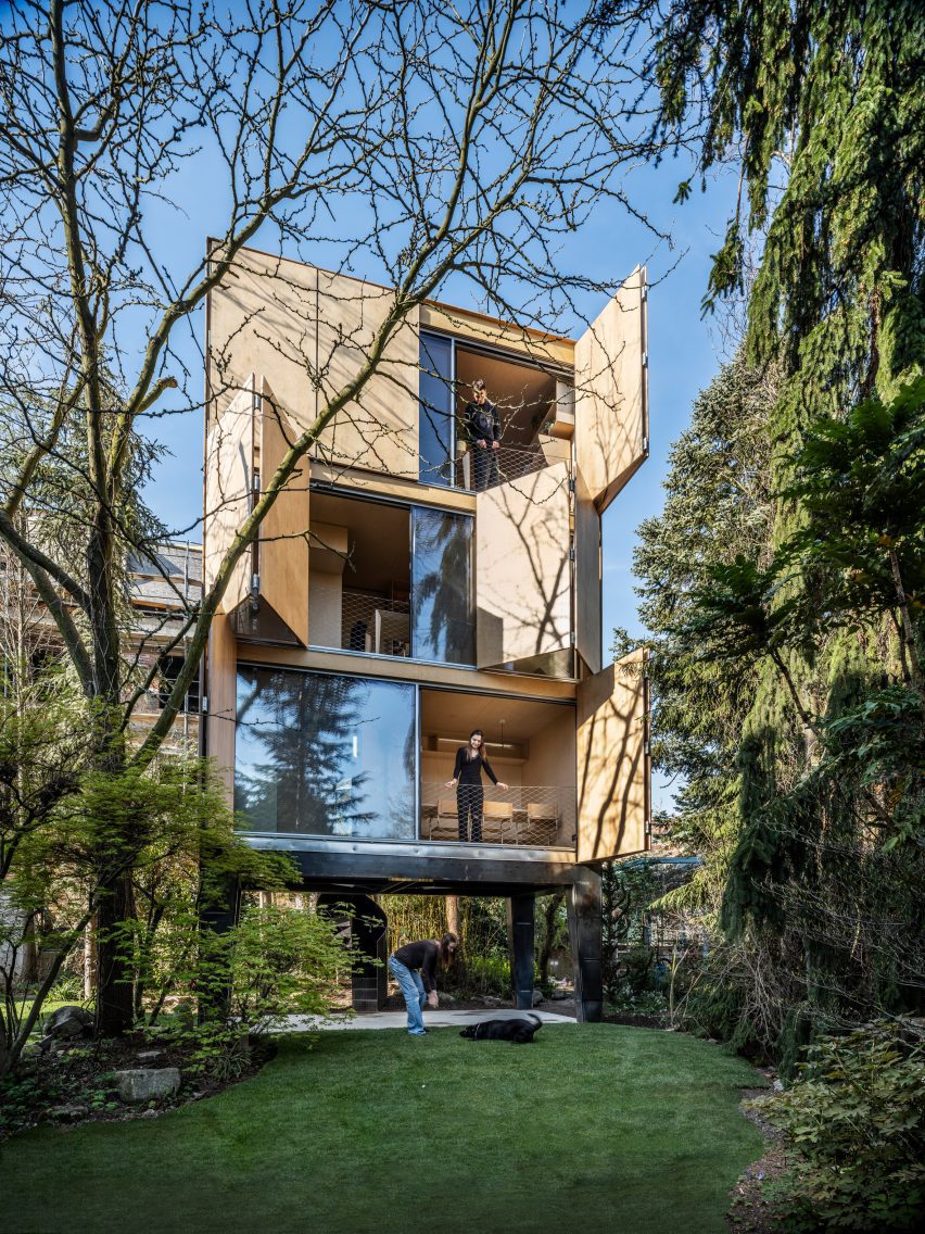 Home with shutter-lined facade
