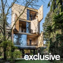 Šépka Architekti models prefab house in Prague on wardrobe